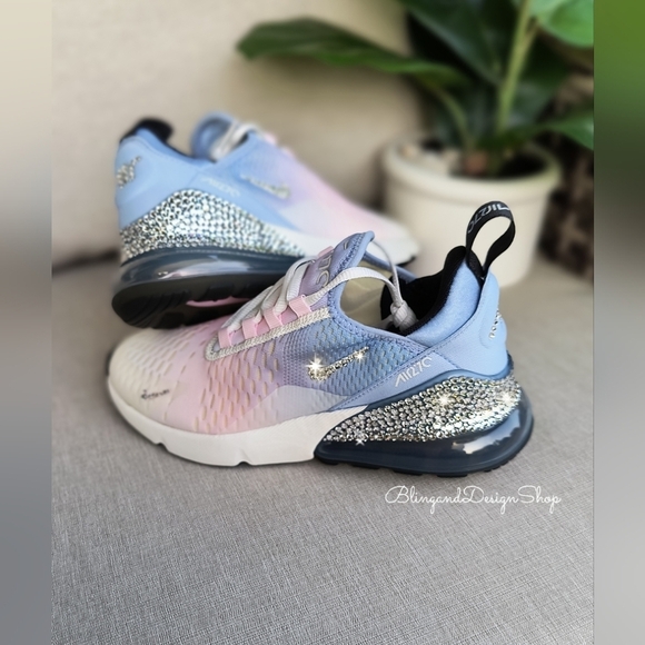 Bling Ombre Nike Air Max 270 Womens Sneakers Shoes Customized with Crystals - Picture 2 of 7